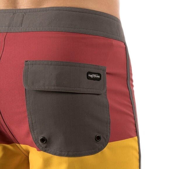 NWT Flag nor Fail Mens Board Shorts Colorblock Salmon/Gray/Golden Yellow Size 33 - Picture 3 of 13